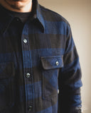Flat Head FN-SNR-101LSP - Block Check Flannel Shirt - Indigo