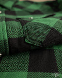Flat Head FN-SNW-101L - Block Check Flannel Western Shirt - Green/Black