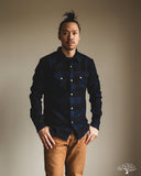 Flat Head FN-SNW-101LSP - Block Check Flannel Western Shirt - Indigo