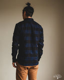 Flat Head FN-SNW-101LSP - Block Check Flannel Western Shirt - Indigo