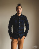 Flat Head FN-SNW-101LSP - Block Check Flannel Western Shirt - Indigo