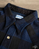 Flat Head FN-SNW-101LSP - Block Check Flannel Western Shirt - Indigo