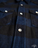 Flat Head FN-SNW-101LSP - Block Check Flannel Western Shirt - Indigo