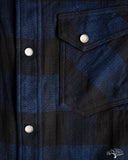 Flat Head FN-SNW-101LSP - Block Check Flannel Western Shirt - Indigo
