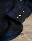 Flat Head FN-SNW-101LSP - Block Check Flannel Western Shirt - Indigo