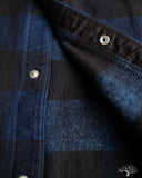 Flat Head FN-SNW-101LSP - Block Check Flannel Western Shirt - Indigo