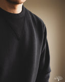 Flat Head FN-SWC-301 - Loopwheel Crew Neck Sweatshirt - Black