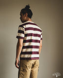 Flat Head FN-THB-002 - Border T-Shirt - Ivory/Purple