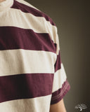 Flat Head FN-THB-002 - Border T-Shirt - Ivory/Purple