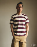 Flat Head FN-THB-002 - Border T-Shirt - Ivory/Purple