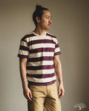 Flat Head FN-THB-002 - Border T-Shirt - Ivory/Purple