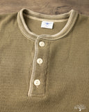 Flat Head FN-THLH-004 - Waffle Knit Henley Thermal - Olive