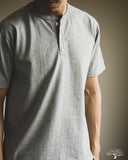 Flat Head FN-TSH-003 - Short-Sleeve Henley T-Shirt - Gray