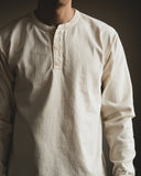 Flat Head FN-TSHL-004 - Long-Sleeve Henley T-Shirt - Nature
