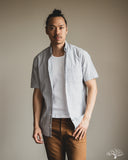 Gitman Vintage Japanese Organic Cotton Dobby Stripe Short Sleeve Button Down - Blue