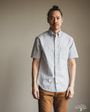 Gitman Vintage Japanese Organic Cotton Dobby Stripe Short Sleeve Button Down - Blue