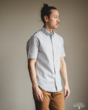 Gitman Vintage Japanese Organic Cotton Dobby Stripe Short Sleeve Button Down - Blue