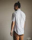 Gitman Vintage Japanese Organic Cotton Dobby Stripe Short Sleeve Button Down - Blue