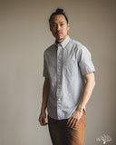 Gitman Vintage Japanese Organic Cotton Dobby Stripe Short Sleeve Button Down - Blue