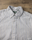 Gitman Vintage Japanese Organic Cotton Dobby Stripe Short Sleeve Button Down - Blue