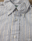 Gitman Vintage Japanese Organic Cotton Dobby Stripe Short Sleeve Button Down - Blue