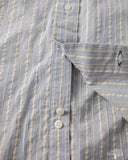 Gitman Vintage Japanese Organic Cotton Dobby Stripe Short Sleeve Button Down - Blue