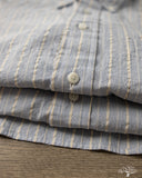 Gitman Vintage Japanese Organic Cotton Dobby Stripe Short Sleeve Button Down - Blue