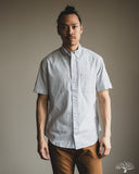 Gitman Vintage Japanese Organic Cotton Dobby Stripe Short Sleeve Button Down - White