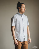 Gitman Vintage Japanese Organic Cotton Dobby Stripe Short Sleeve Button Down - White