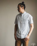 Gitman Vintage Japanese Organic Cotton Dobby Stripe Short Sleeve Button Down - White