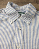 Gitman Vintage Japanese Organic Cotton Dobby Stripe Short Sleeve Button Down - White