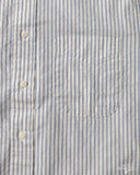 Gitman Vintage Japanese Organic Cotton Dobby Stripe Short Sleeve Button Down - White