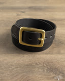 Iron Heart IHB-11-BLK Heavy Duty "Tochigi" Leather Belt with Brass Garrison Buckle - Black