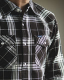 Iron Heart IHSH-439-BLK - 9oz Selvedge Flannel Check Western Shirt - Black