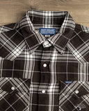 Iron Heart IHSH-439-BLK - 9oz Selvedge Flannel Check Western Shirt - Black