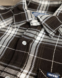 Iron Heart IHSH-439-BLK - 9oz Selvedge Flannel Check Western Shirt - Black