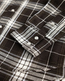 Iron Heart IHSH-439-BLK - 9oz Selvedge Flannel Check Western Shirt - Black