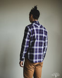 Iron Heart IHSH-439-PUR - 9oz Selvedge Flannel Check Western Shirt - Purple