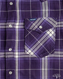 Iron Heart IHSH-439-PUR - 9oz Selvedge Flannel Check Western Shirt - Purple
