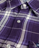 Iron Heart IHSH-439-PUR - 9oz Selvedge Flannel Check Western Shirt - Purple