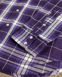 Iron Heart IHSH-439-PUR - 9oz Selvedge Flannel Check Western Shirt - Purple