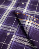 Iron Heart IHSH-439-PUR - 9oz Selvedge Flannel Check Western Shirt - Purple