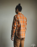 Iron Heart IHSH-442-ORA - 9oz Selvedge Flannel Check Work Shirt - Orange