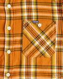 Iron Heart IHSH-442-ORA - 9oz Selvedge Flannel Check Work Shirt - Orange