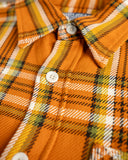 Iron Heart IHSH-442-ORA - 9oz Selvedge Flannel Check Work Shirt - Orange