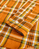 Iron Heart IHSH-442-ORA - 9oz Selvedge Flannel Check Work Shirt - Orange