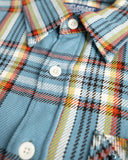 Iron Heart IHSH-442-SAX - 9oz Selvedge Flannel Check Work Shirt - Sax Blue