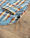 Iron Heart IHSH-442-SAX - 9oz Selvedge Flannel Check Work Shirt - Sax Blue