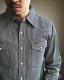 Iron Heart IHSH-07-IND - Indigo Hickory Stripe Western Shirt