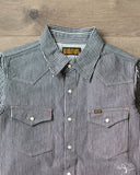 Iron Heart IHSH-07-IND - Indigo Hickory Stripe Western Shirt